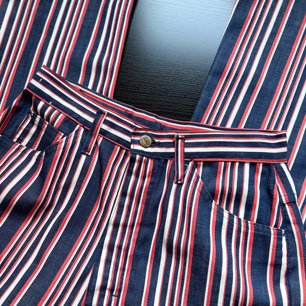 Vintage Lee USA Striped Pants Red White Blue High Rise Straight Leg - Picture 7 of 11
